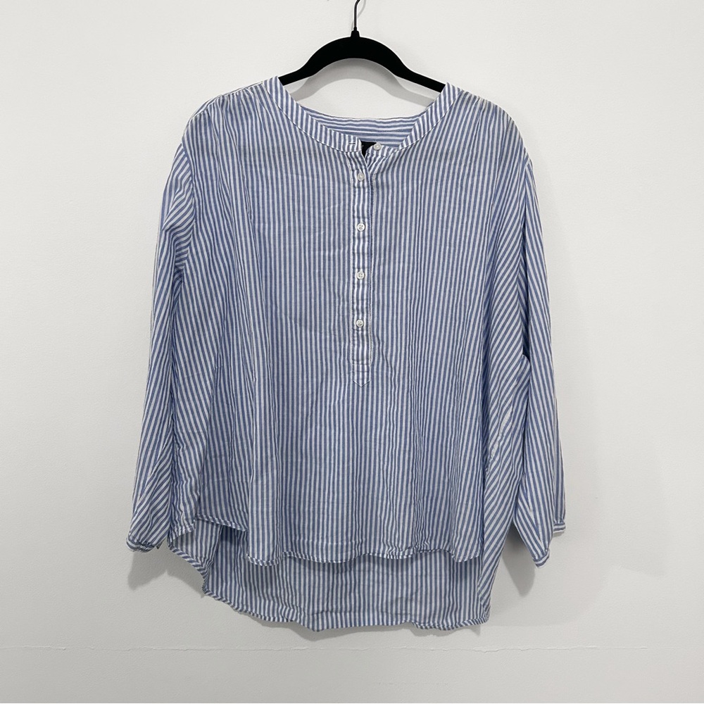 J. Crew Blue and White Striped Popover Shirt Size 2x
